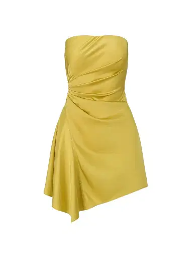 STAUD Women's Adriana Silk Mini Dress - Citron | Thumbnail 1