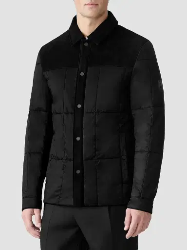 Mackage Men's Henrik Mixed-Media Suede Shirt Jacket - Black - Size 46 | Thumbnail 2 Mackage Men's Henrik Mixed-Media Suede Shirt Jacket - Black - Size 46 | Thumbnail 2