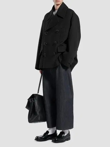 Balenciaga Men's Short Peacoat - Black | Thumbnail 2 Balenciaga Men's Short Peacoat - Black | Thumbnail 2