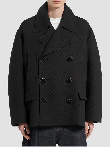 Balenciaga Men's Short Peacoat - Black | Thumbnail 3 Balenciaga Men's Short Peacoat - Black | Thumbnail 3