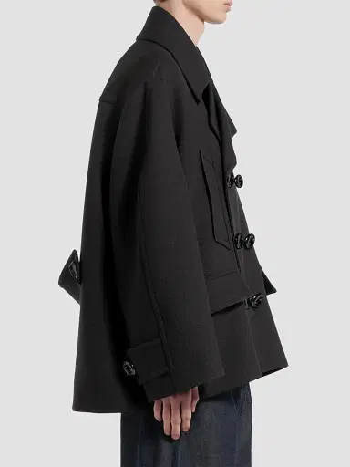Balenciaga Men's Short Peacoat - Black | Thumbnail 4 Balenciaga Men's Short Peacoat - Black | Thumbnail 4