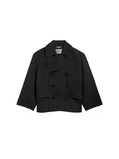 Balenciaga Men's Short Peacoat - Black | Thumbnail 1 Balenciaga Men's Short Peacoat - Black | Thumbnail 1