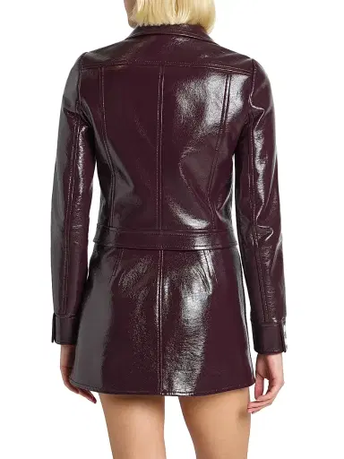 Courrèges Women's Reedition Logo Vinyl Crop Jacket - Burnt Red | Thumbnail 5 Courrèges Women's Reedition Logo Vinyl Crop Jacket - Burnt Red | Thumbnail 5
