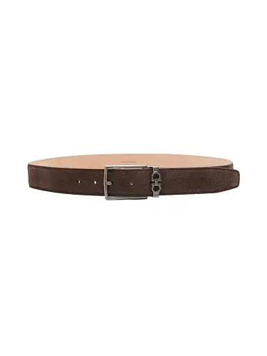 Ferragamo Men's Double Gancini Suede Belt | Thumbnail 1 Ferragamo Men's Double Gancini Suede Belt | Thumbnail 1