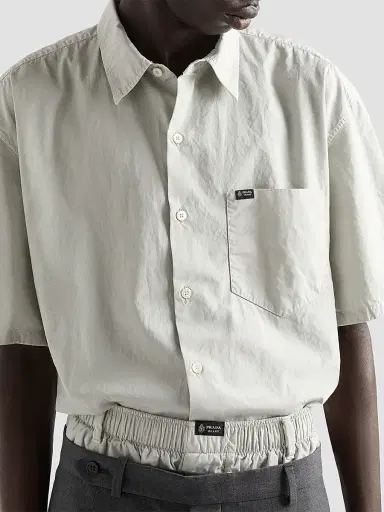 Prada Men's Short-Sleeved Cotton Shirt - Light Grey - Size XXL | Thumbnail 4