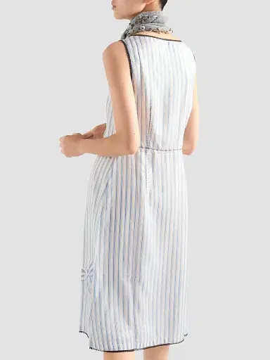 Prada Women's Striped Dress with Bow - Blue - Size 12 | Thumbnail 3 Prada Women's Striped Dress with Bow - Blue - Size 12 | Thumbnail 3