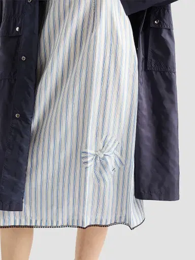 Prada Women's Striped Dress with Bow - Blue - Size 12 | Thumbnail 6 Prada Women's Striped Dress with Bow - Blue - Size 12 | Thumbnail 6