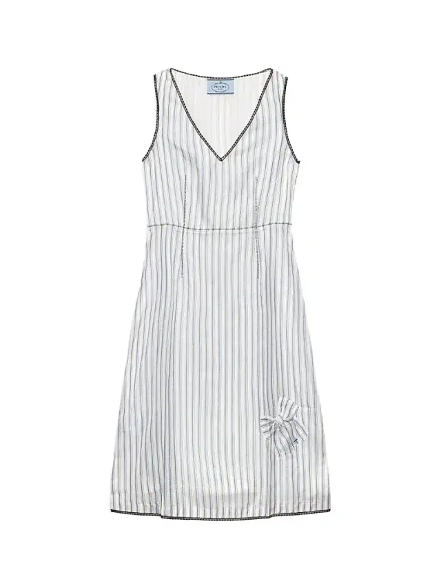 Prada Women's Striped Dress with Bow - Blue