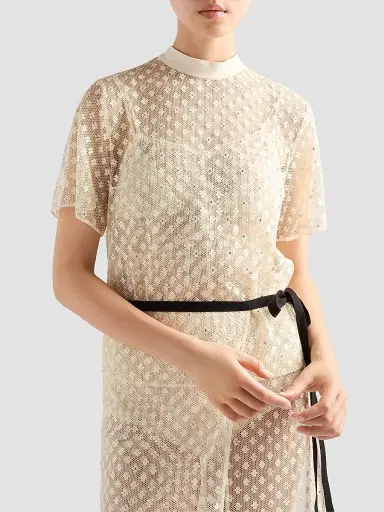 Prada Women's Embroidered Lace Top | Thumbnail 3