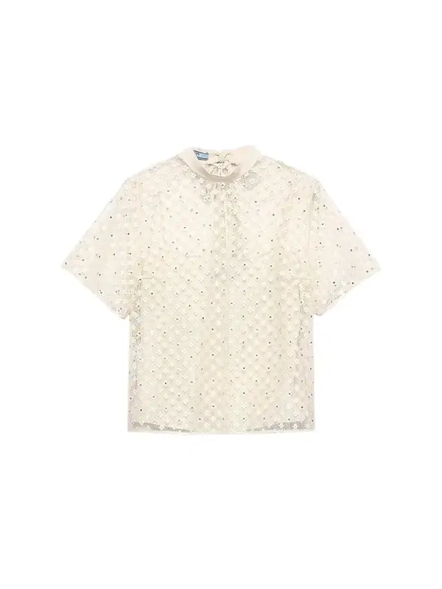 Prada Women's Embroidered Lace Top - Beige Khaki