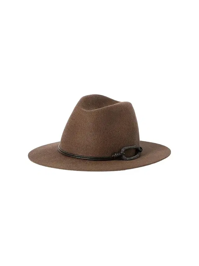 Brunello Cucinelli Women's Felt Fedora with Leather and Monili Band - Brown