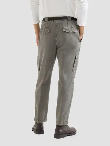 Brunello Cucinelli Men's Cotton Chevron Trousers with Zipped Pocket - Grey - Size 42 | Thumbnail 4