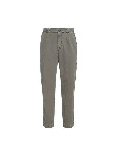 Brunello Cucinelli Men's Cotton Chevron Trousers with Zipped Pocket - Grey - Size 42 | Thumbnail 1