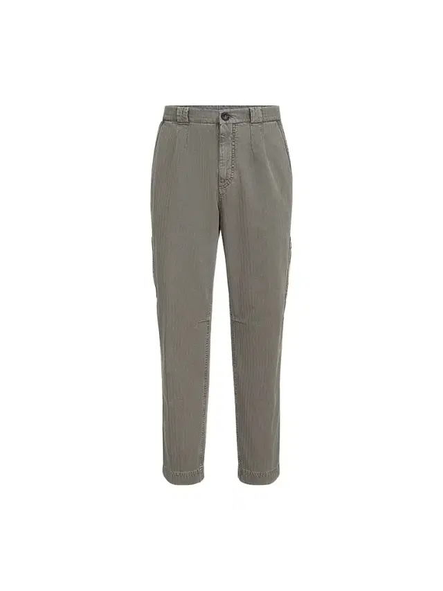 Brunello Cucinelli Men's Cotton Chevron Trousers with Zipped Pocket - Grey