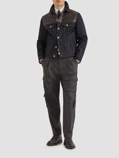 Brunello Cucinelli Men's Virgin Wool Flannel Trousers with Cargo Pockets | Thumbnail 6 Brunello Cucinelli Men's Virgin Wool Flannel Trousers with Cargo Pockets | Thumbnail 6