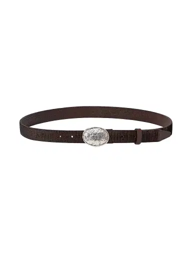 Brunello Cucinelli Men's Textured Calfskin Belt with Braided Metal Buckle | Thumbnail 1