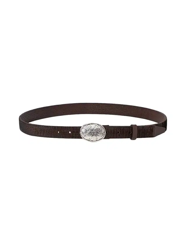 Brunello Cucinelli Men's Textured Calfskin Belt with Braided Metal Buckle - Rust Brown