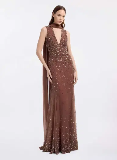 Elie Saab Bead Embroidered Long Dress | Thumbnail 3 Elie Saab Bead Embroidered Long Dress | Thumbnail 3