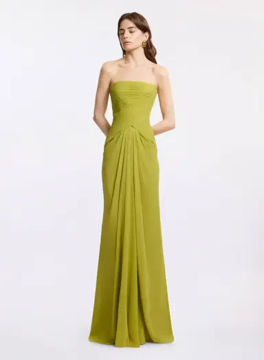 Elie Saab Strapless Silk Long Dress | Thumbnail 3