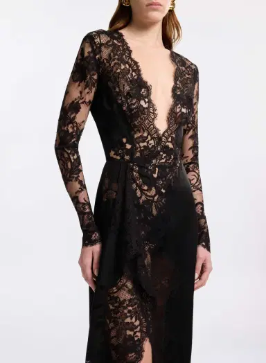 Elie Saab Envers Satin with Lace Dress | Thumbnail 4 Elie Saab Envers Satin with Lace Dress | Thumbnail 4