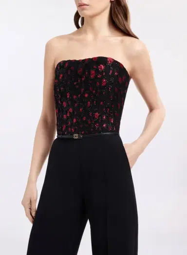 Elie Saab Sequin Embroidered Tulle & Cady Jumpsuit | Thumbnail 5 Elie Saab Sequin Embroidered Tulle & Cady Jumpsuit | Thumbnail 5