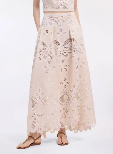 Elie Saab Cotton Embroidered Skirt | Thumbnail 3 Elie Saab Cotton Embroidered Skirt | Thumbnail 3
