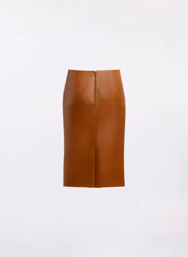Elie Saab Leather Midi Skirt | Thumbnail 4