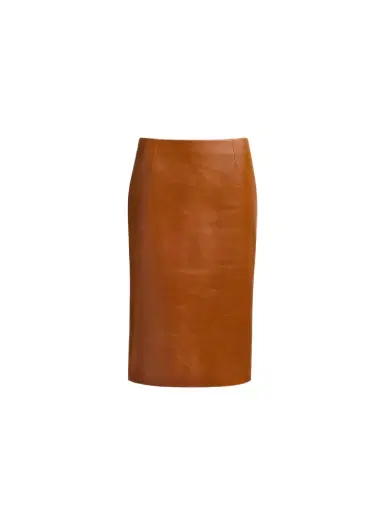 Elie Saab Leather Midi Skirt | Thumbnail 1