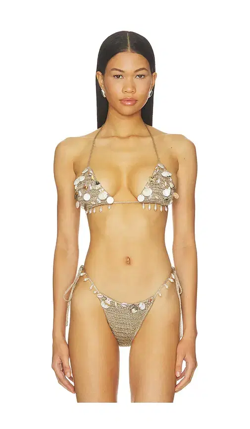Jaded London Anatase Crochet With Hanging Shells Bikini Top
