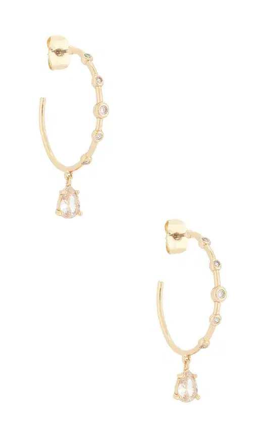 Ettika Delicate Crystal Charm Hoop Earrings