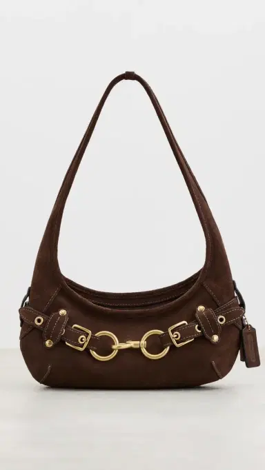 Coach Belted Ergo Suede Shoulder Bag 26 Dark Chocolate One Size | Thumbnail 2