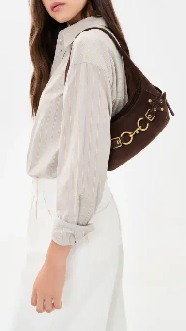 Coach Belted Ergo Suede Shoulder Bag 26 Dark Chocolate One Size | Thumbnail 3