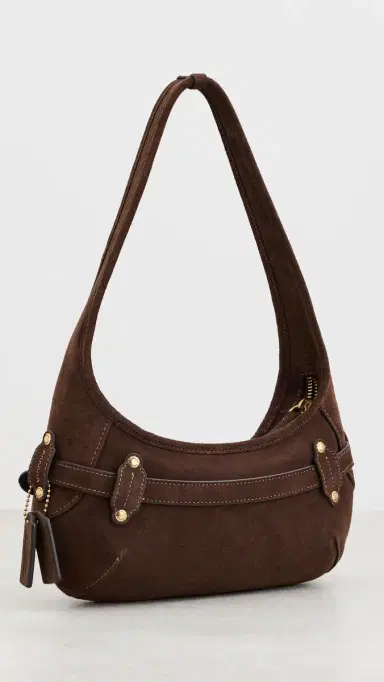 Coach Belted Ergo Suede Shoulder Bag 26 Dark Chocolate One Size | Thumbnail 4