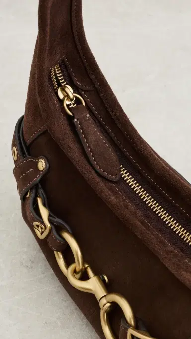 Coach Belted Ergo Suede Shoulder Bag 26 Dark Chocolate One Size | Thumbnail 5