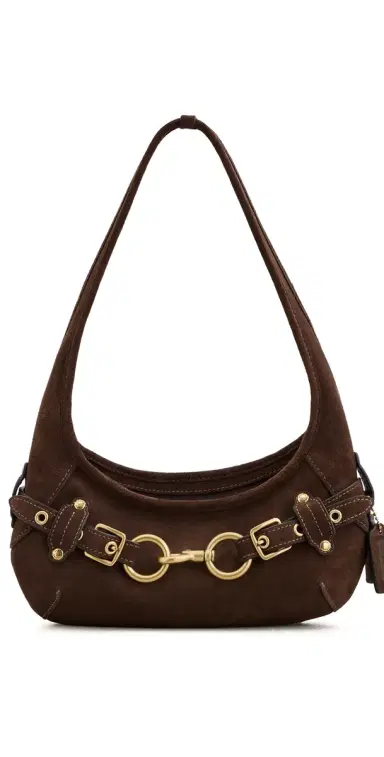 Coach Belted Ergo Suede Shoulder Bag 26 Dark Chocolate One Size | Thumbnail 1