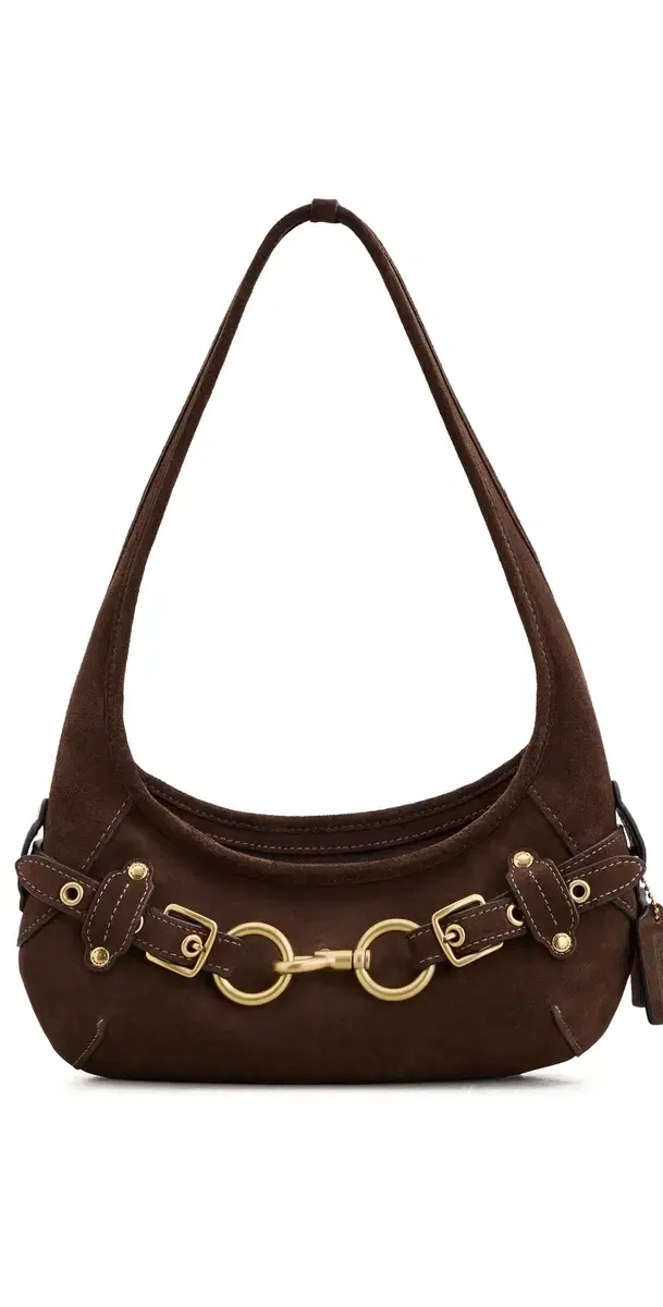 Coach Belted Ergo Suede Shoulder Bag 26 Dark Chocolate One Size