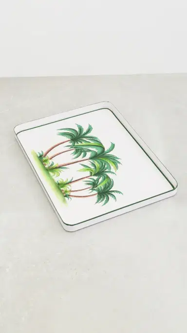 LES OTTOMANS Flora Hand Painted Iron Tray | Thumbnail 2