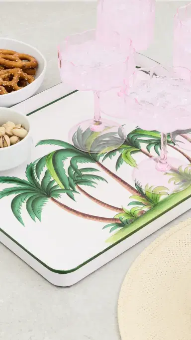 LES OTTOMANS Flora Hand Painted Iron Tray | Thumbnail 3