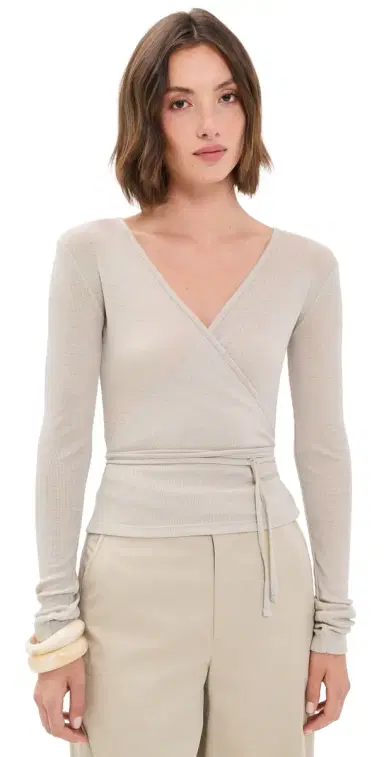St. Agni Baby Wool Wrap Top oft Ash | Thumbnail 1 St. Agni Baby Wool Wrap Top oft Ash | Thumbnail 1