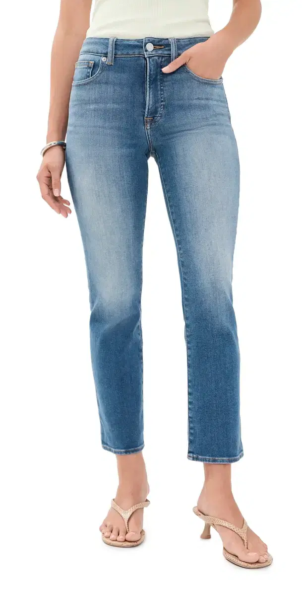 Good American Soft Tech Good Legs Straight Jeans Indigo137