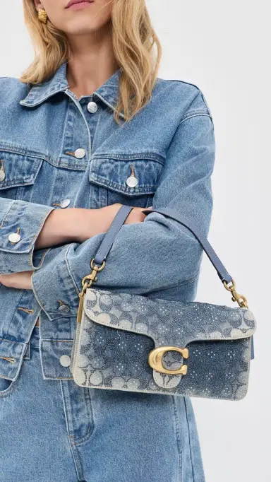 Coach Soft Crystal Signature Denim Tabby Shoulder Bag 26 Denim One Size | Thumbnail 3