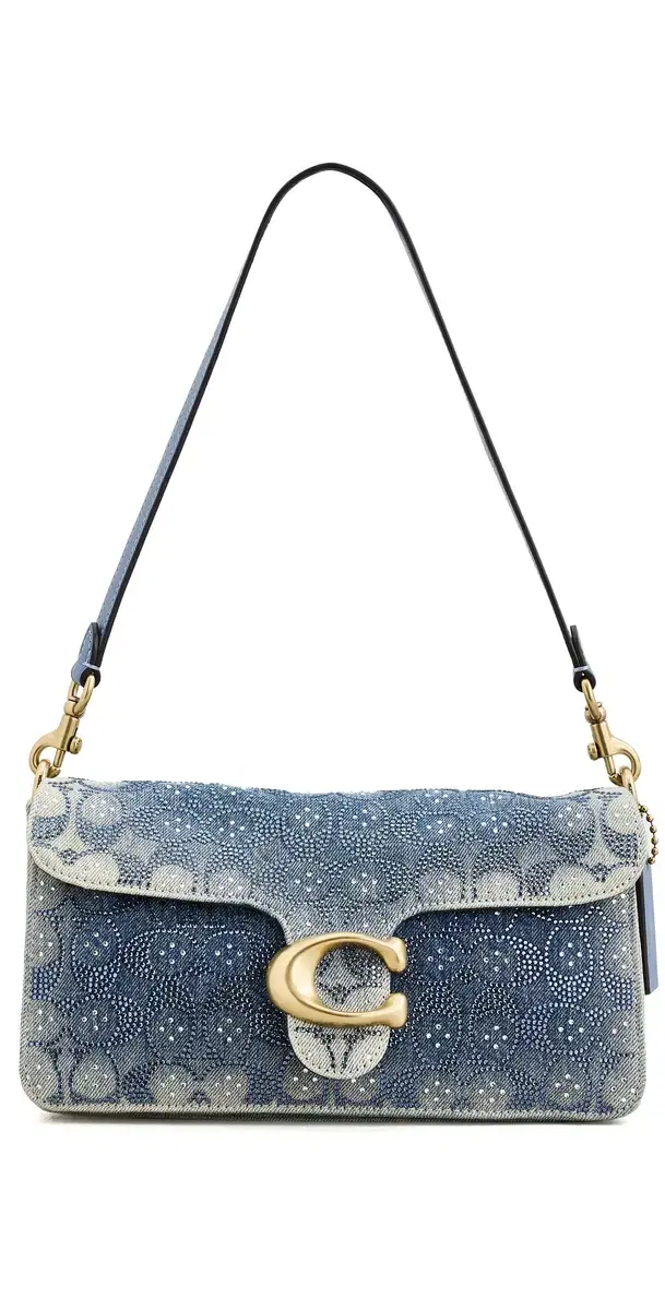 Coach Soft Crystal Signature Denim Tabby Shoulder Bag 26 Denim One Size