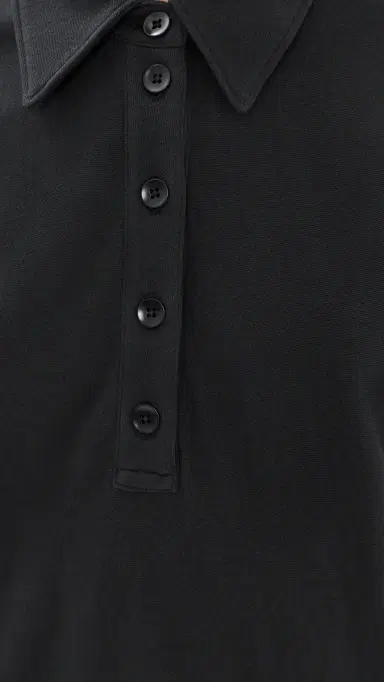 Tibi ightweight Polo Sweatshirt Black | Thumbnail 6 Tibi ightweight Polo Sweatshirt Black | Thumbnail 6