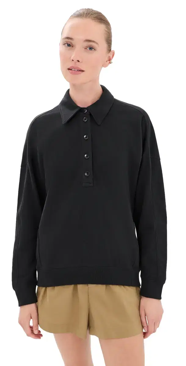 Tibi ightweight Polo Sweatshirt Black
