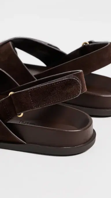 Coach Criss Cross Sandals Chocolate Suede 7 | Thumbnail 4