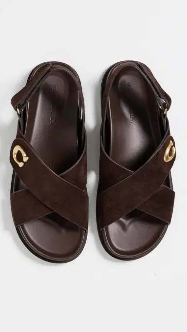 Coach Criss Cross Sandals Chocolate Suede 7 | Thumbnail 5