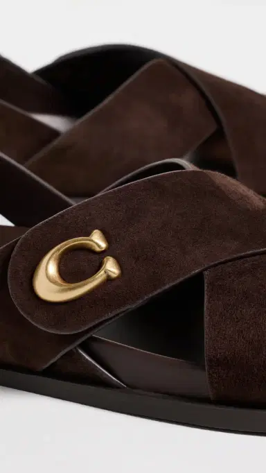Coach Criss Cross Sandals Chocolate Suede 7 | Thumbnail 6