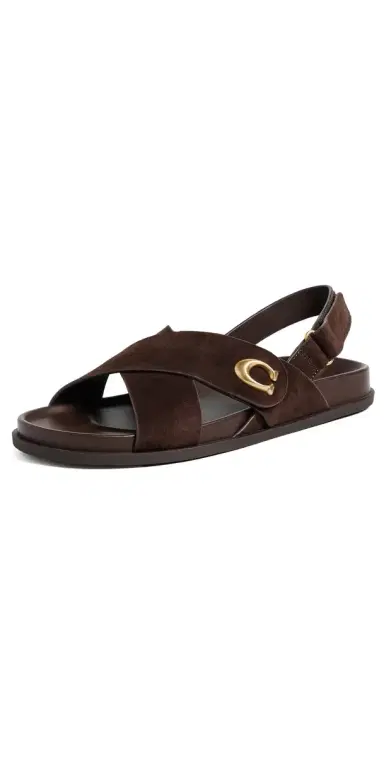 Coach Criss Cross Sandals Chocolate Suede 7 | Thumbnail 1