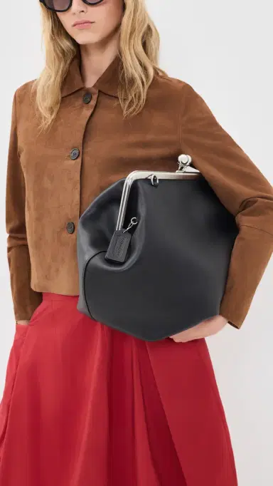 Coach Large Leather Kiss-Lock Frame Bag | Thumbnail 3 Coach Large Leather Kiss-Lock Frame Bag | Thumbnail 3