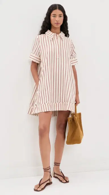 English Factory tripe A-Line Mini Shirt Dress Rust tripe | Thumbnail 5